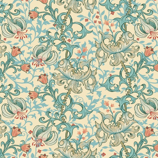 1019 - Golden Lily Wallpaper - Lily Pale Gold by Morris Collections