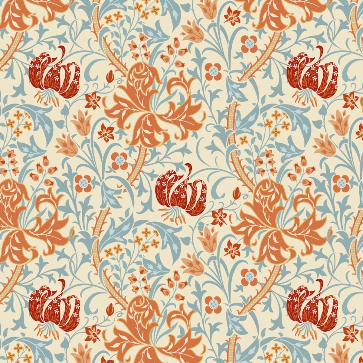 1020 - Golden Lily Wallpaper - Lily Amber by Morris Collections
