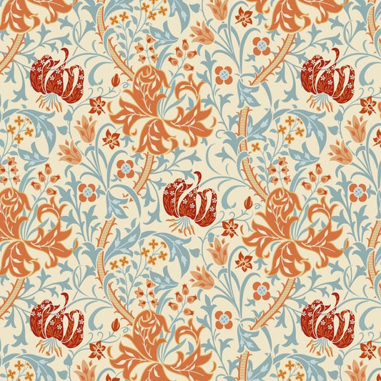 1020 - Golden Lily Wallpaper - Lily Amber by Morris Collections