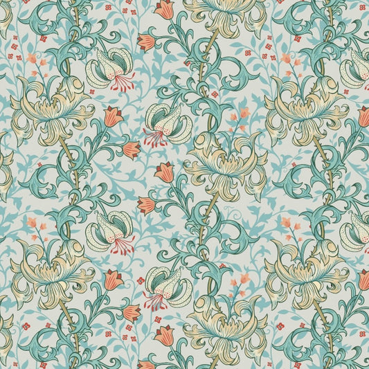1022 - Golden Lily Wallpaper - Lily Grey Blue by Morris Collections