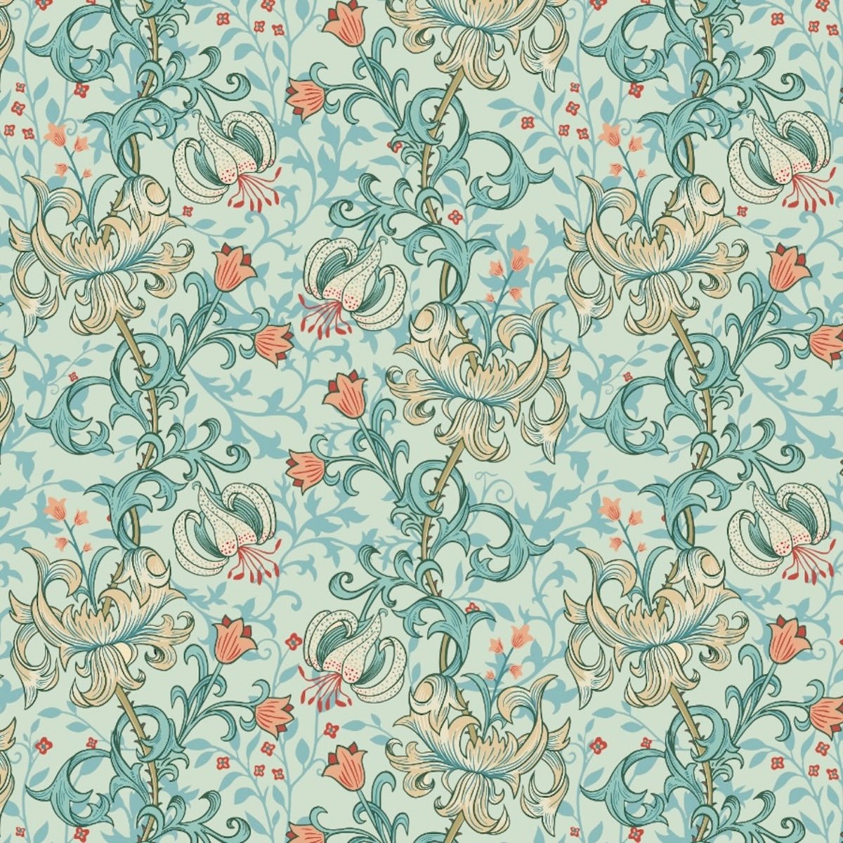 1023 - Golden Lily Wallpaper - Lily Pale Green by Morris Collections