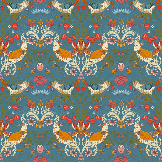 1026 - 1 - Strawberry Thief Wallpaper - Denim by Morris Collections