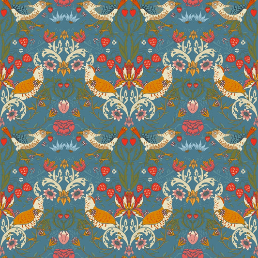 1026 - 1 - Strawberry Thief Wallpaper - Denim by Morris Collections