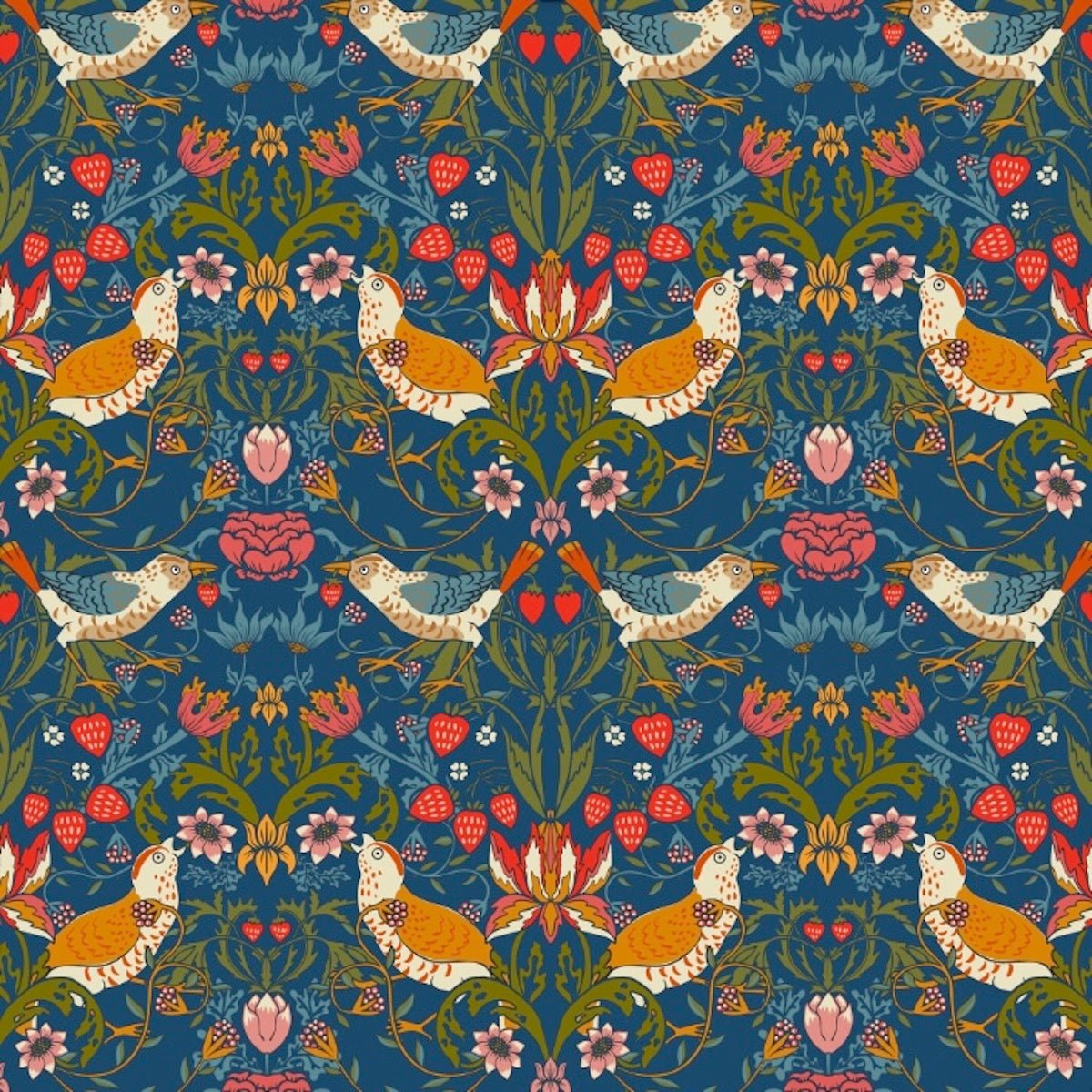 1026 - Strawberry Thief Wallpaper - Delicate Blue by Morris Collections