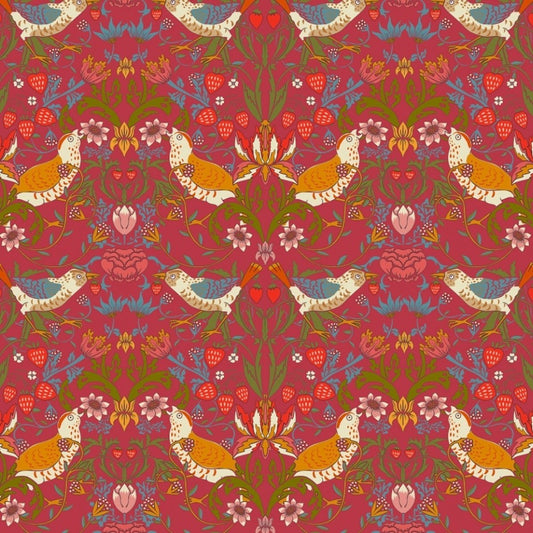 1027 - Strawberry Thief Wallpaper - Crimson-Red by Morris Collections