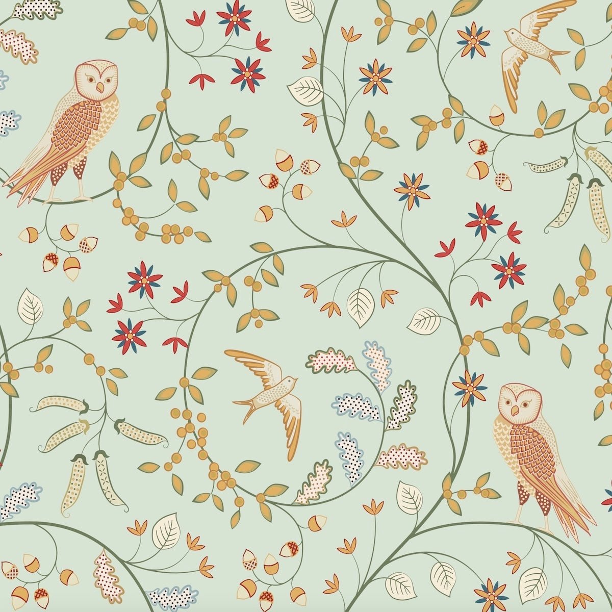 1032 - Newill Wallpaper - Newill Pale Green by Morris Collections