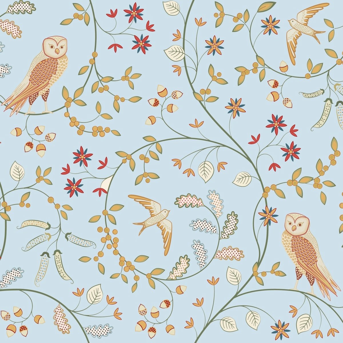 1033 - Newill Wallpaper - Newill Pale Blue by Morris Collections