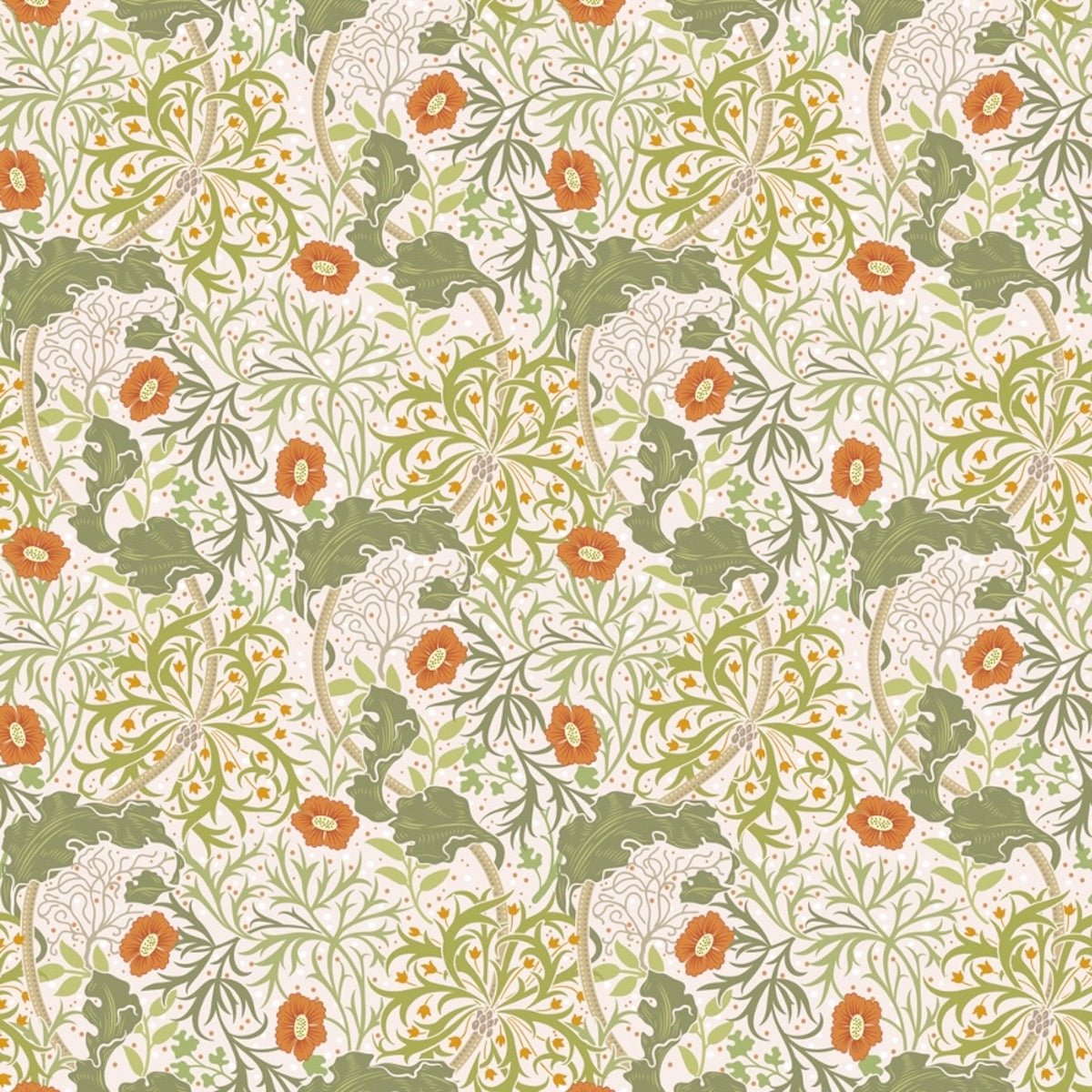 1034 - Seaweed Wallpaper - Ecru-Cream by Morris Collections