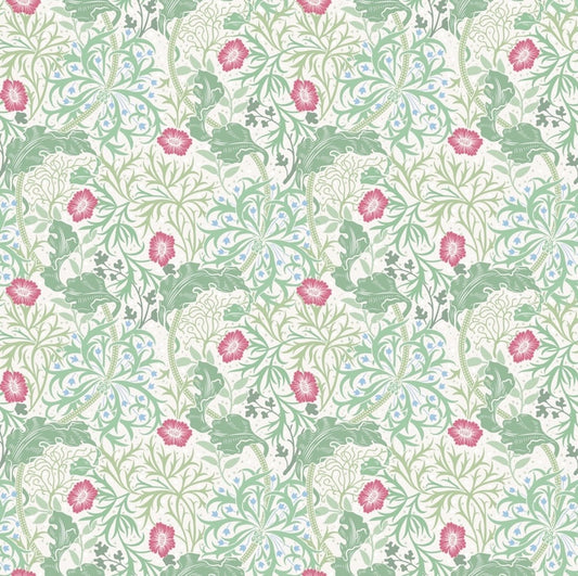 1035 - Seaweed Wallpaper - Ivory-Green by Morris Collections
