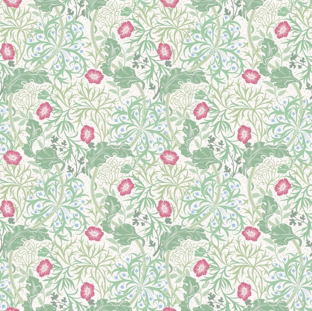 1035 - Seaweed Wallpaper - Ivory-Green by Morris Collections