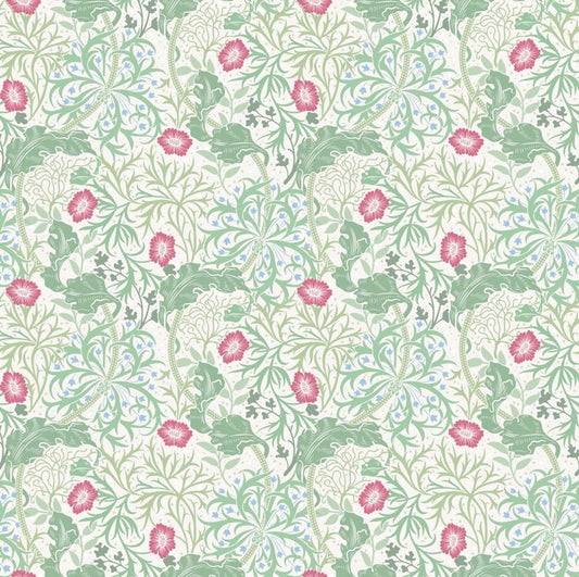 1035 - Seaweed Wallpaper - Ivory-Green by Morris Collections