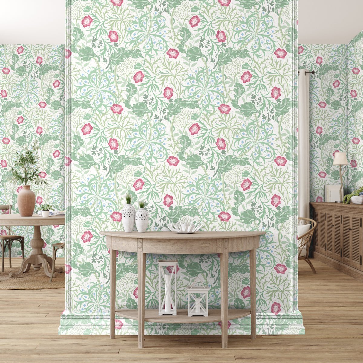 1035 - Seaweed Wallpaper - Ivory-Green by Morris Collections