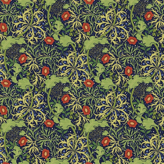 Morris Collections - 1037 - Seaweed Wallpaper - Dark Green-Red - Morris Wallpaper