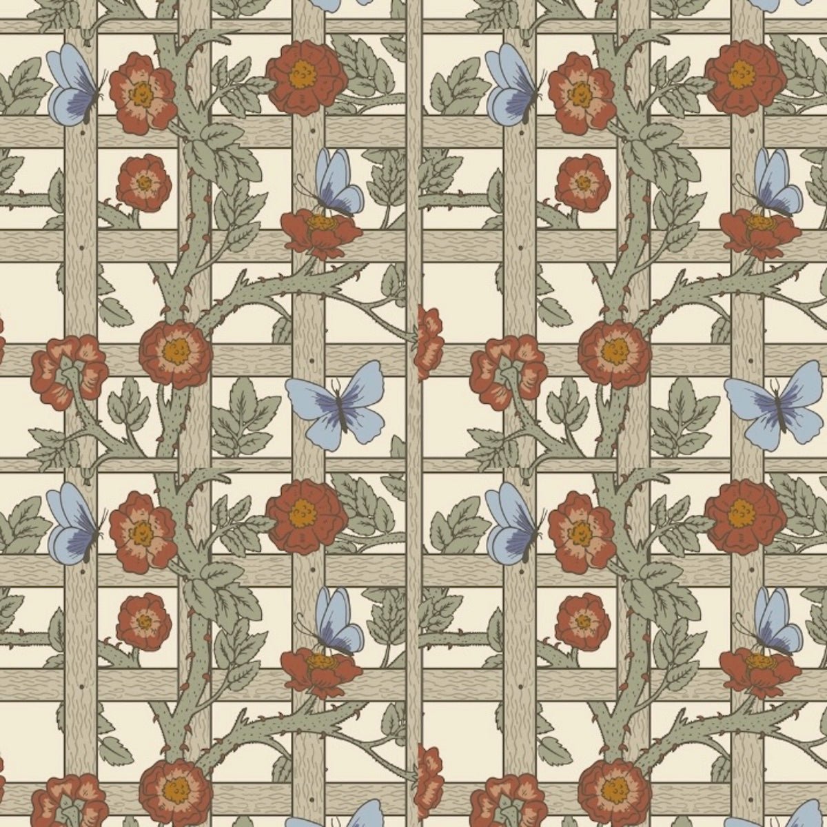 1038 - Trellis Wallpaper - Ecru Beige  by Morris Collections