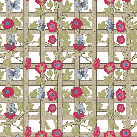 1039 - Trellis Wallpaper - Linen White  by Morris Collections
