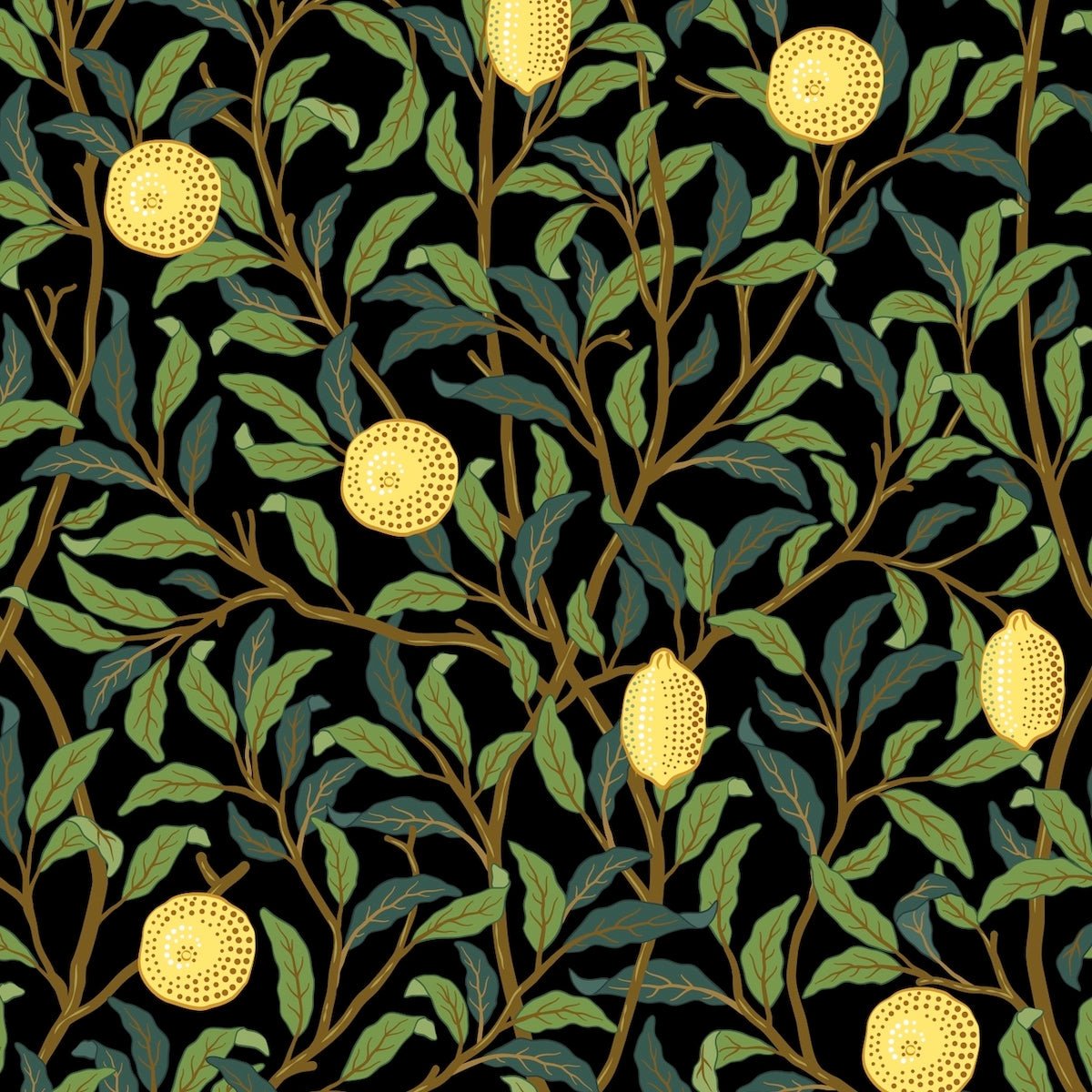 1047 - Lemon Tree Wallpaper - Twilight Blue by Morris Collections