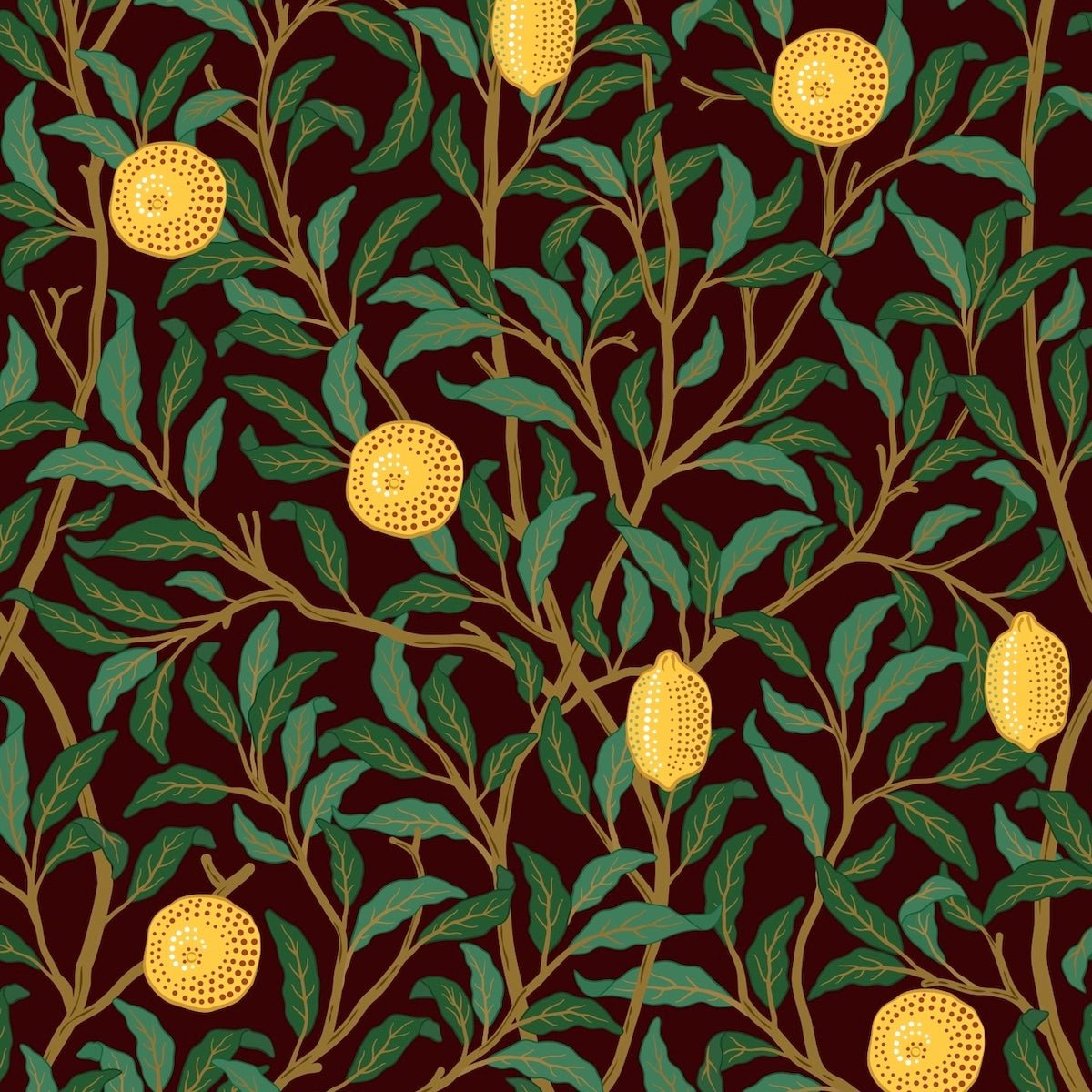1048 - Lemon Tree Wallpaper - Midnight Black by Morris Collections