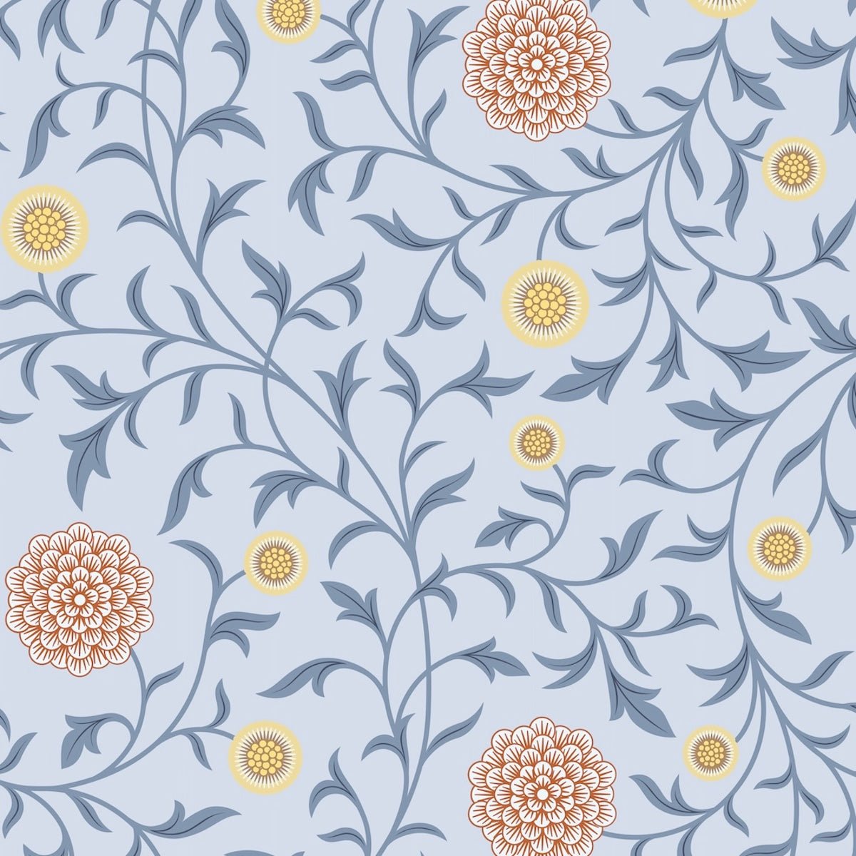 1051 - Scroll Wallpaper - Scroll Sky Blue by Morris Collections