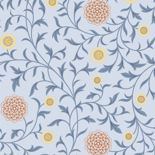 1051 - Scroll Wallpaper - Scroll Sky Blue by Morris Collections