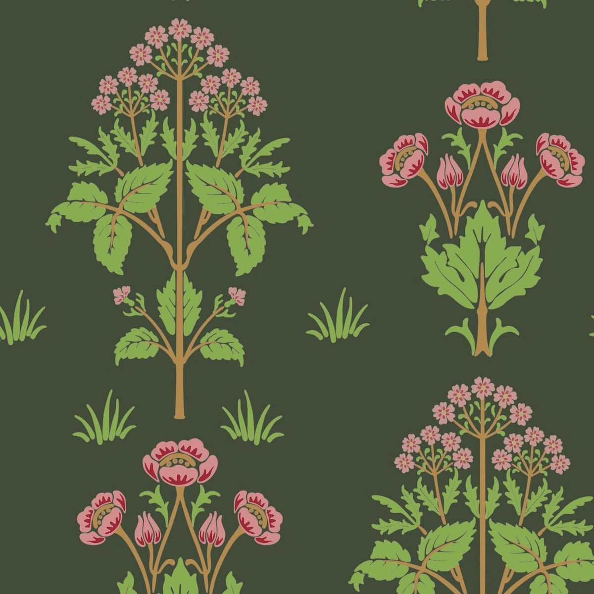 1057 - Meadow Sweet Wallpaper - Meadow Green by Morris Collections