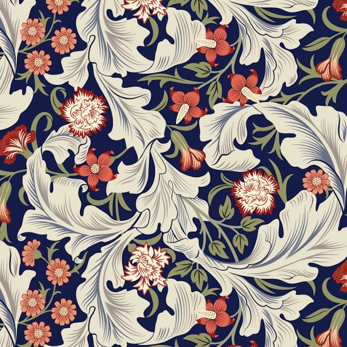 1062 - Leicester Wallpaper - Leicester Royal Blue by Morris Collections