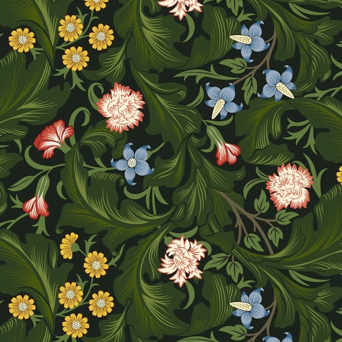 1063 - Leicester Wallpaper - Leicester Forest Green by Morris Collections
