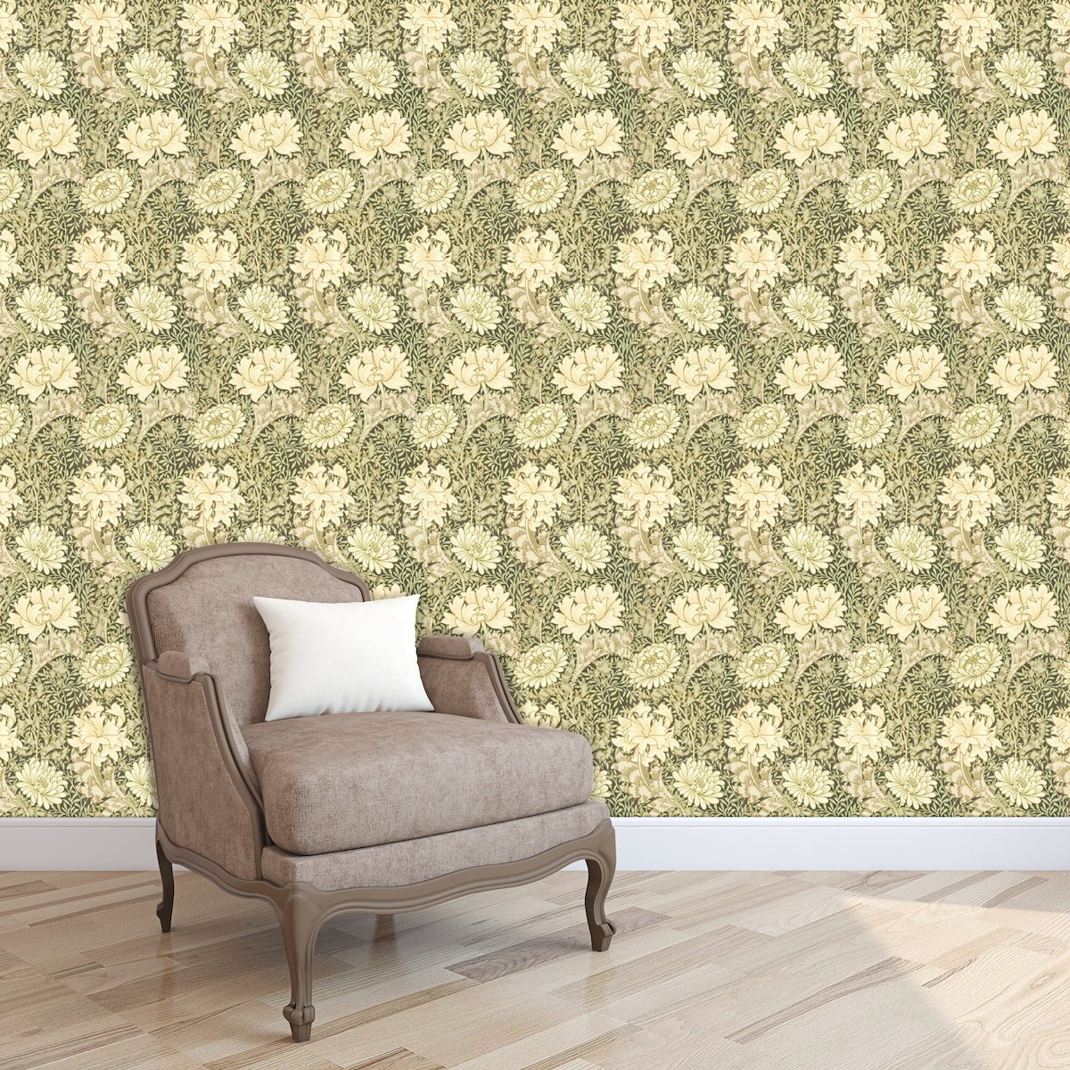 Morris Collections - 1066 - Chrysanthemum Wallpaper - Sage - Morris Wallpaper