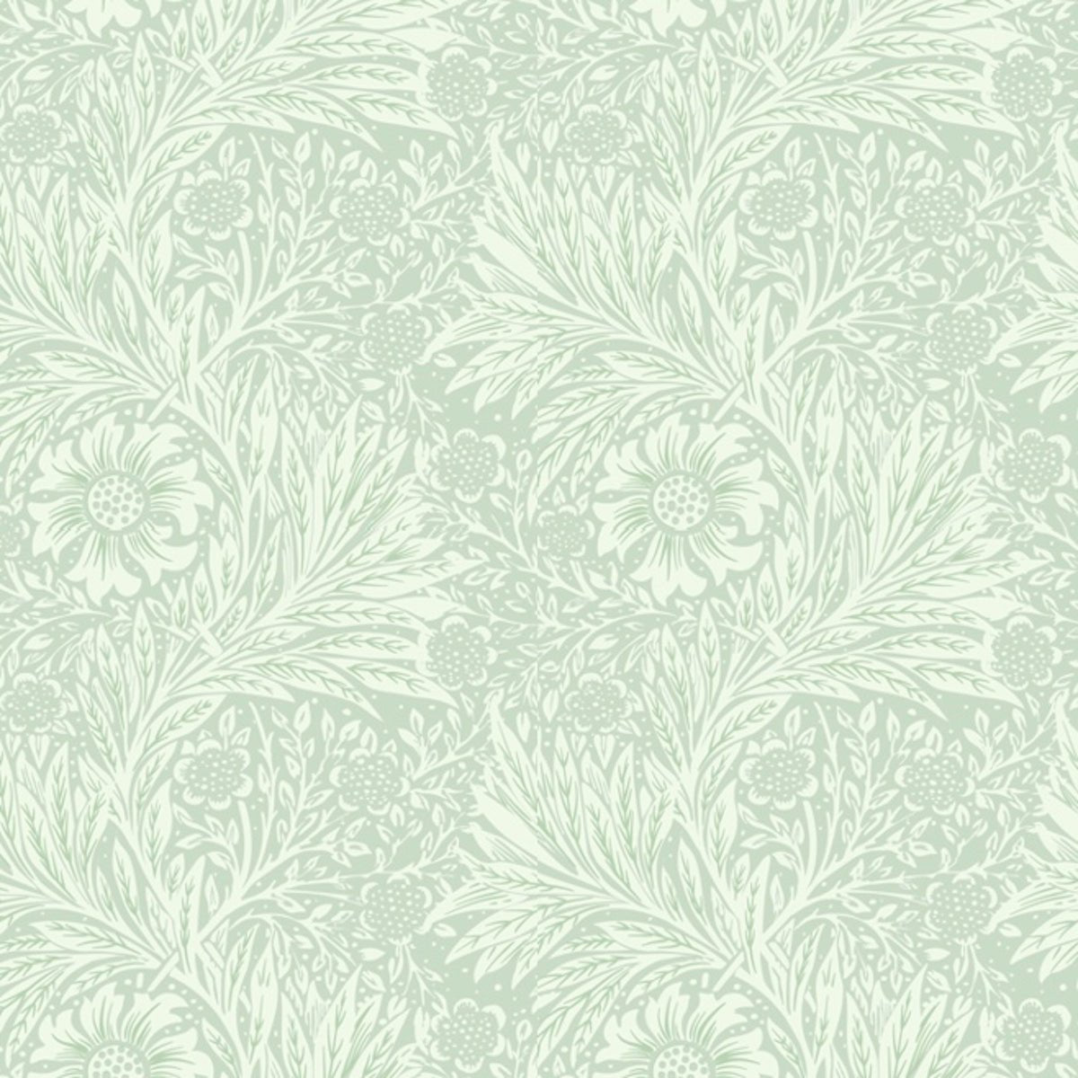 1069 - Marigold Wallpaper - Marigold Soft Green by Morris Collections