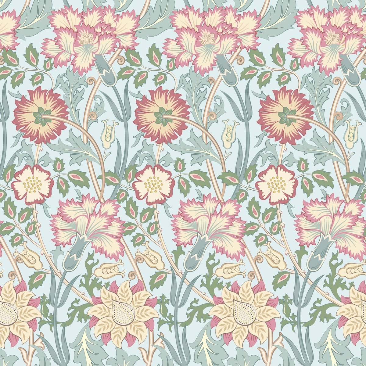 1089 - Iris & Chrysanthemum Wallpaper - Sapphire Blue by Morris Collections