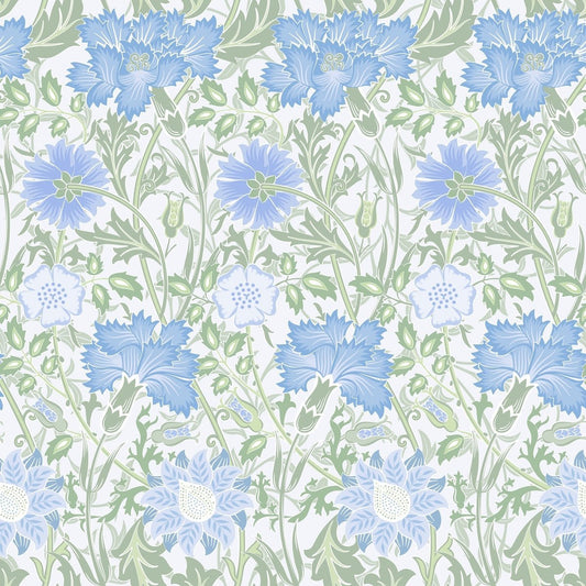 1090 - Iris & Chrysanthemum Wallpaper - Sky-Green by Morris Collections