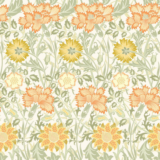 1092 - Iris & Chrysanthemum Wallpaper - Apricot Orange by Morris Collections
