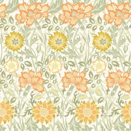1092 - Iris & Chrysanthemum Wallpaper - Apricot Orange by Morris Collections