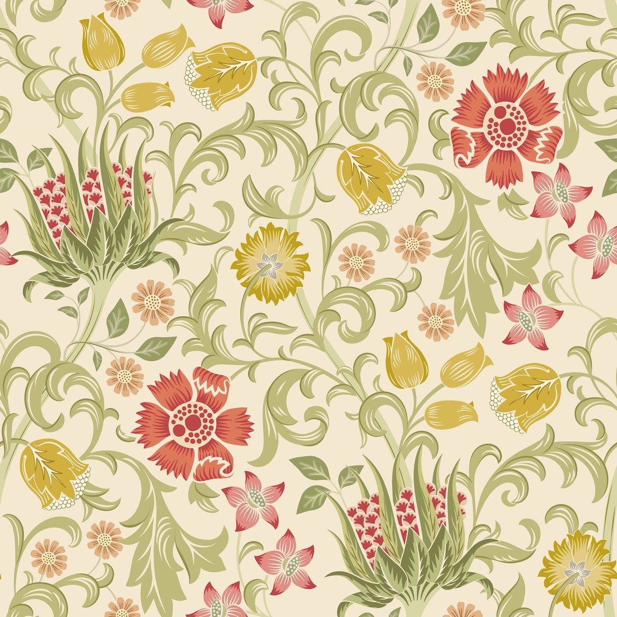 1097 - Summer Field Wallpaper - Ivory Cream by Morris Collections