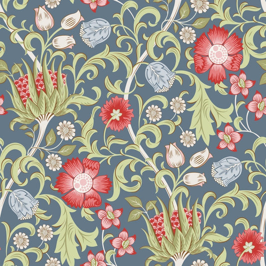 1098 - Summer Field Wallpaper - French Blue Grey by Morris Collections