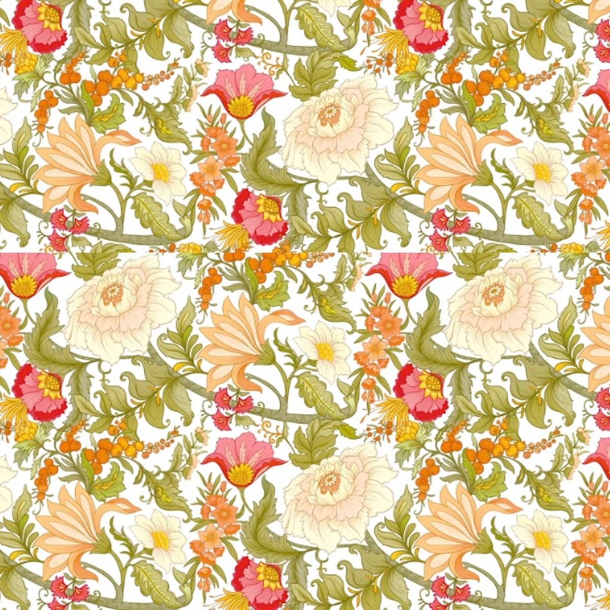 1106 - Poppy Wallpaper - Pearl White by Morris Collections