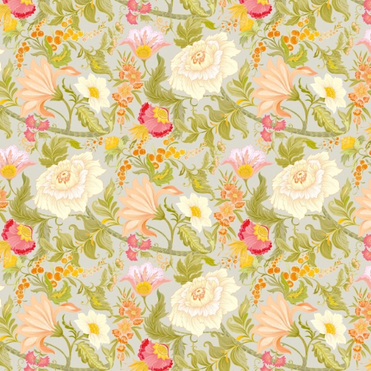 1107 - Poppy Wallpaper - French Grey Green by Morris Collections