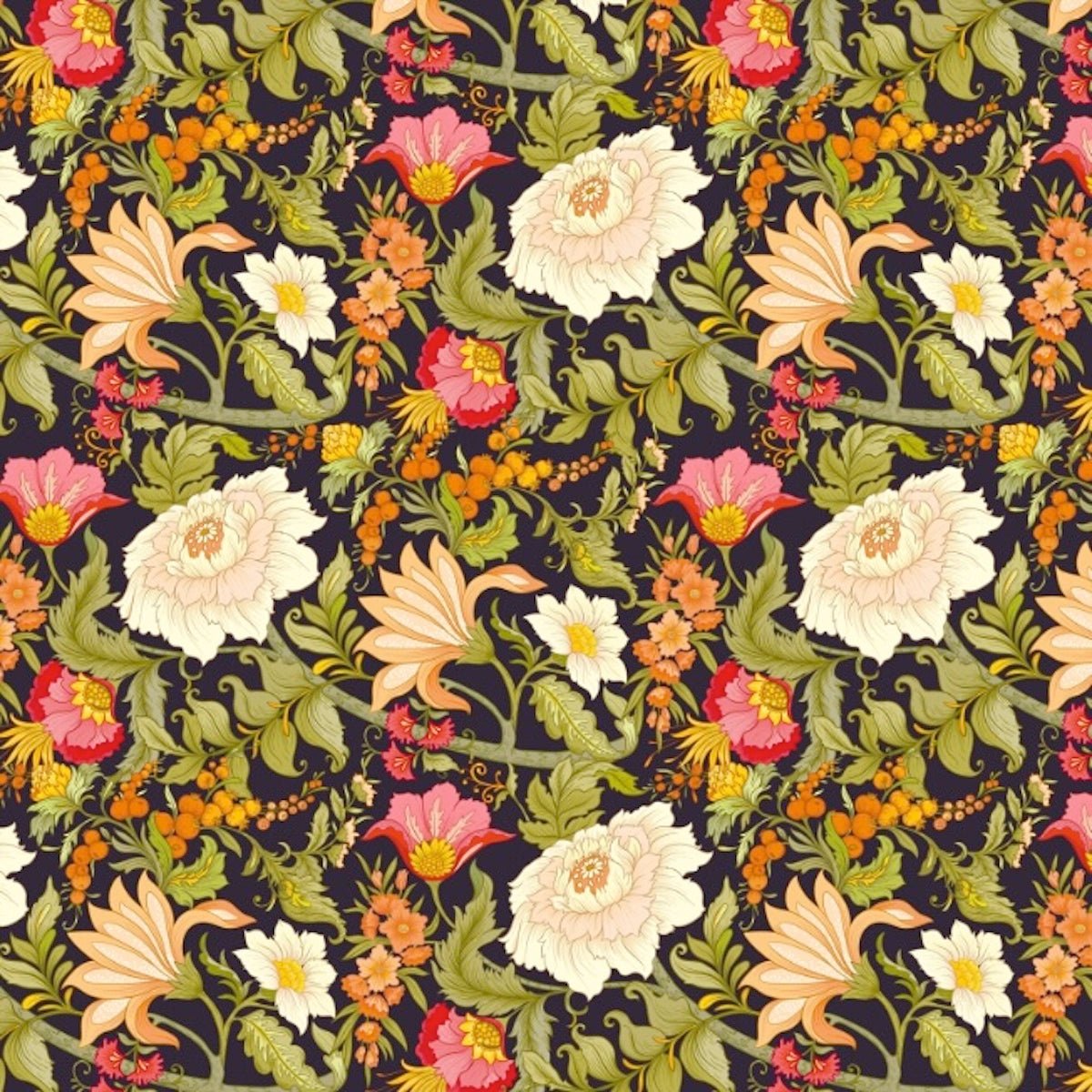 1108 - Poppy Wallpaper - Midnight Green by Morris Collections