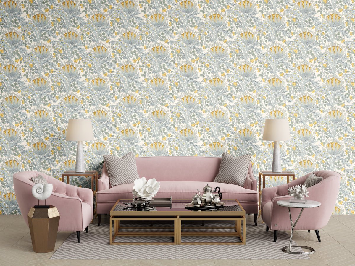 1111 - Artichoke Wallpaper - Gold Grey by Morris Collections