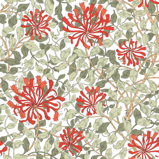 1117 - Honeysuckle Wallpaper - Crimson Red by Morris Collections