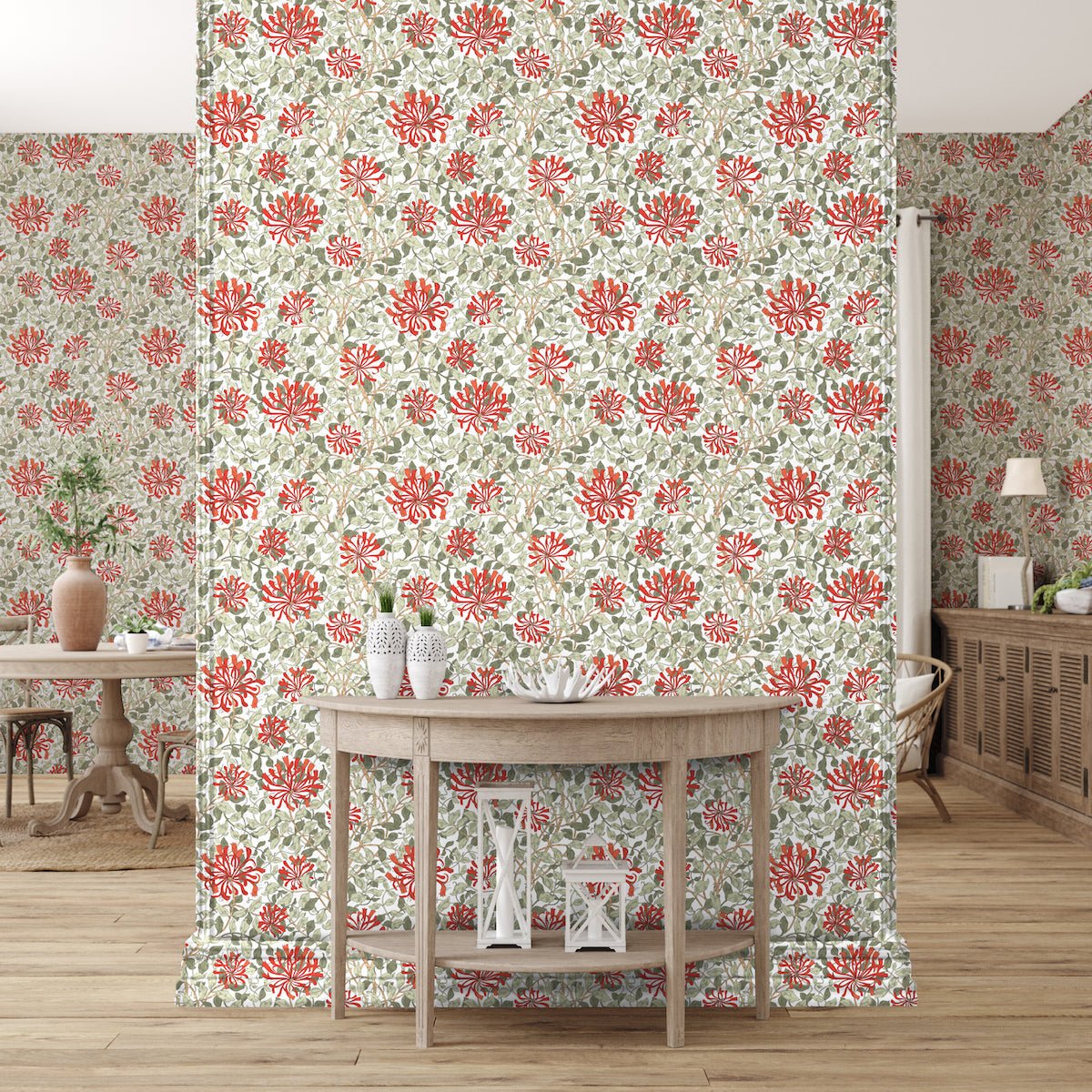 1117 - Honeysuckle Wallpaper - Crimson Red by Morris Collections