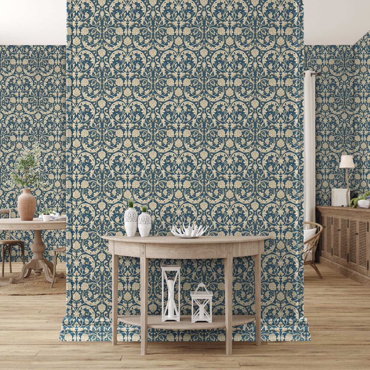1127 - Hydrangea Wallpaper - Slate Blue by Morris Collections