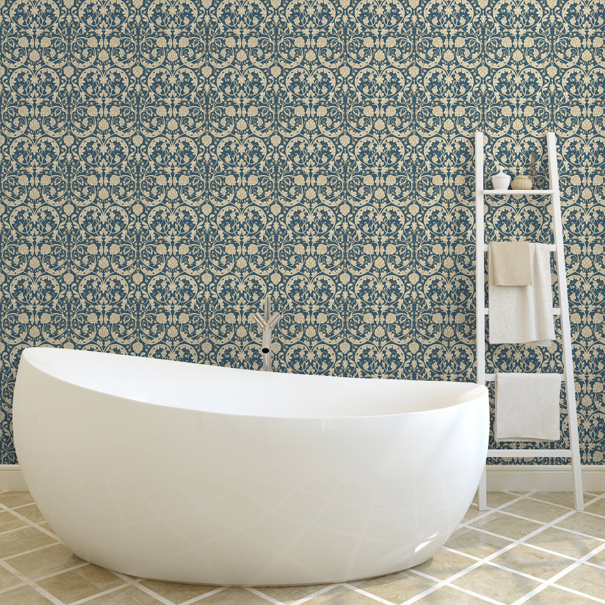 1127 - Hydrangea Wallpaper - Slate Blue by Morris Collections