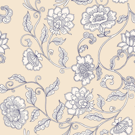 1129 - Simply Chrysanthemum Wallpaper - Floral Cream by Morris Collections