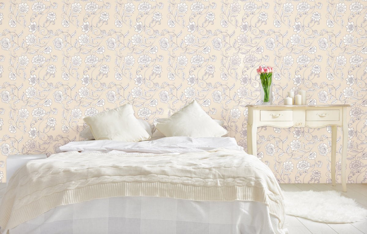 1129 - Simply Chrysanthemum Wallpaper - Floral Cream by Morris Collections