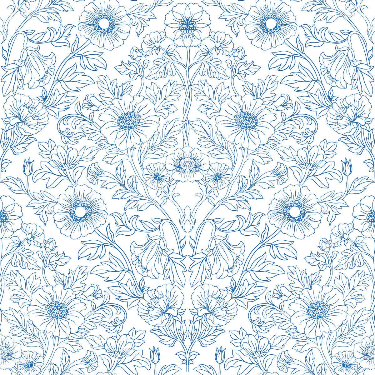 1131 - Pure Poppy Wallpaper - Poppy Blue by Morris Collections