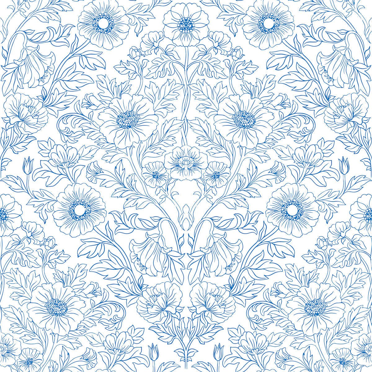1131 - Pure Poppy Wallpaper - Poppy Blue by Morris Collections