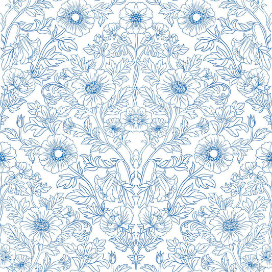 1131 - Pure Poppy Wallpaper - Poppy Blue by Morris Collections