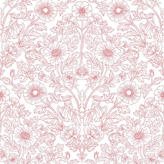 1132 - Pure Poppy Wallpaper - Poppy Pink by Morris Collections