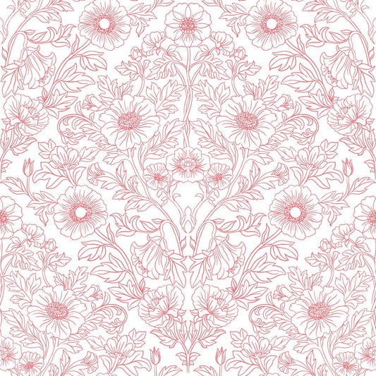 1132 - Pure Poppy Wallpaper - Poppy Pink by Morris Collections