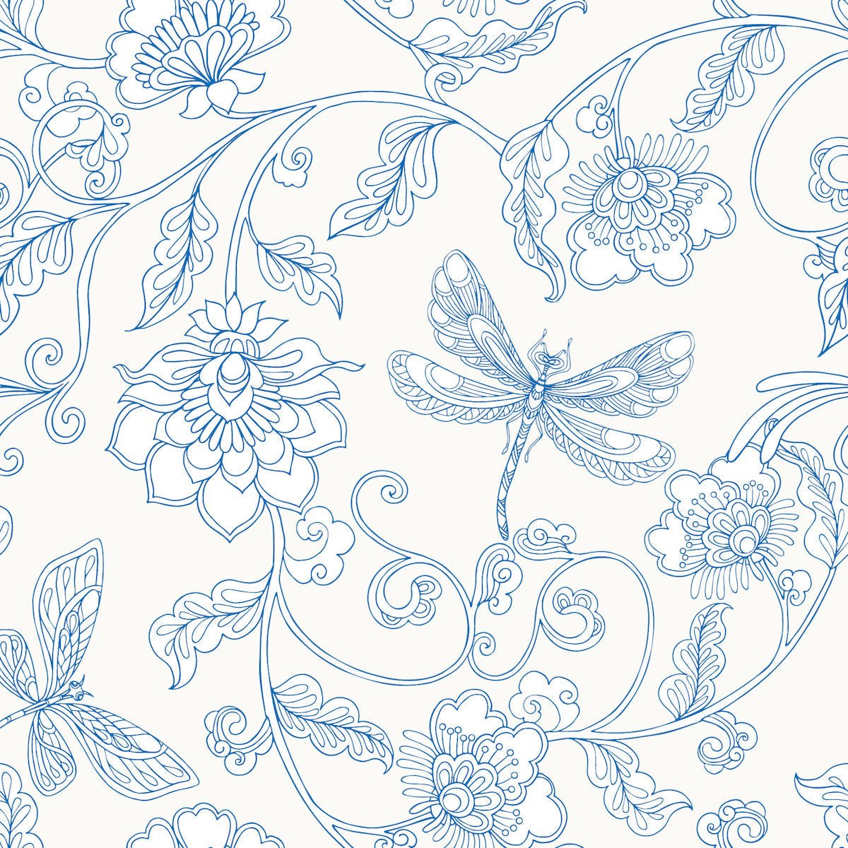 1133 - Dragonfly Wallpaper - Indigo by Morris Collections